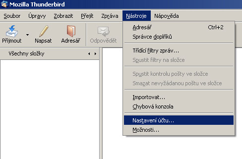 Nastaven� Mozilla Thunderbird