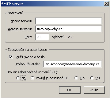 Nastaven� Mozilla Thunderbird