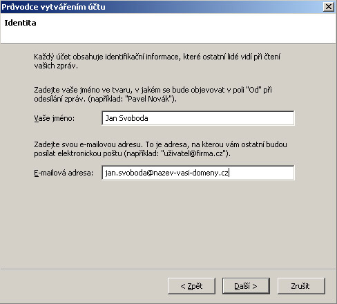 Nastaven� Mozilla Thunderbird
