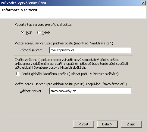 Nastaven� Mozilla Thunderbird