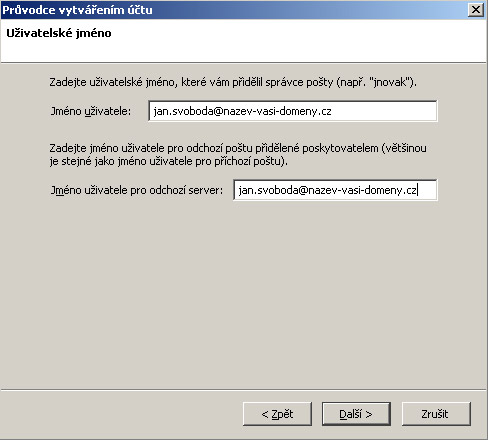 Nastaven� Mozilla Thunderbird