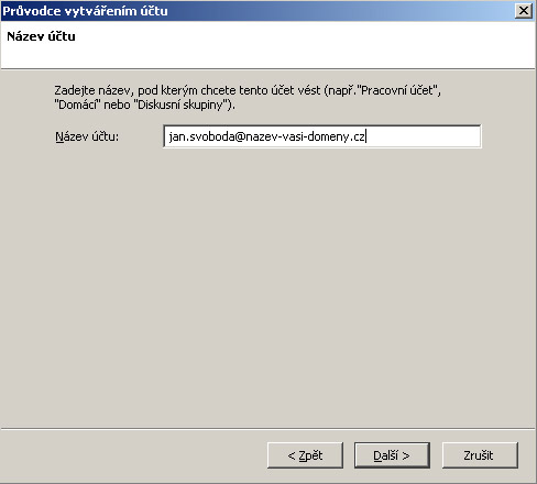 Nastaven� Mozilla Thunderbird
