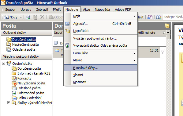 Nastaven� Microsoft Outlook 2003