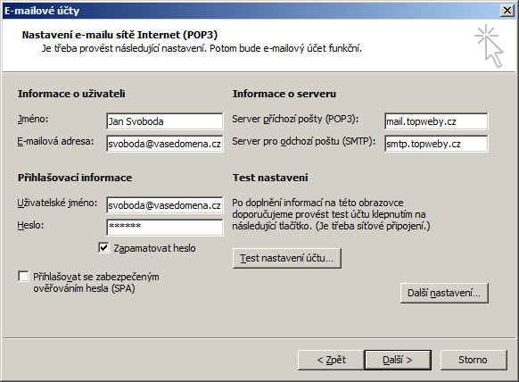 Nastaven� Microsoft Outlook 2003