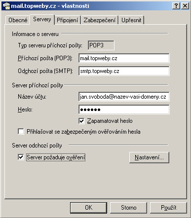 Nastaven� Outlook Express